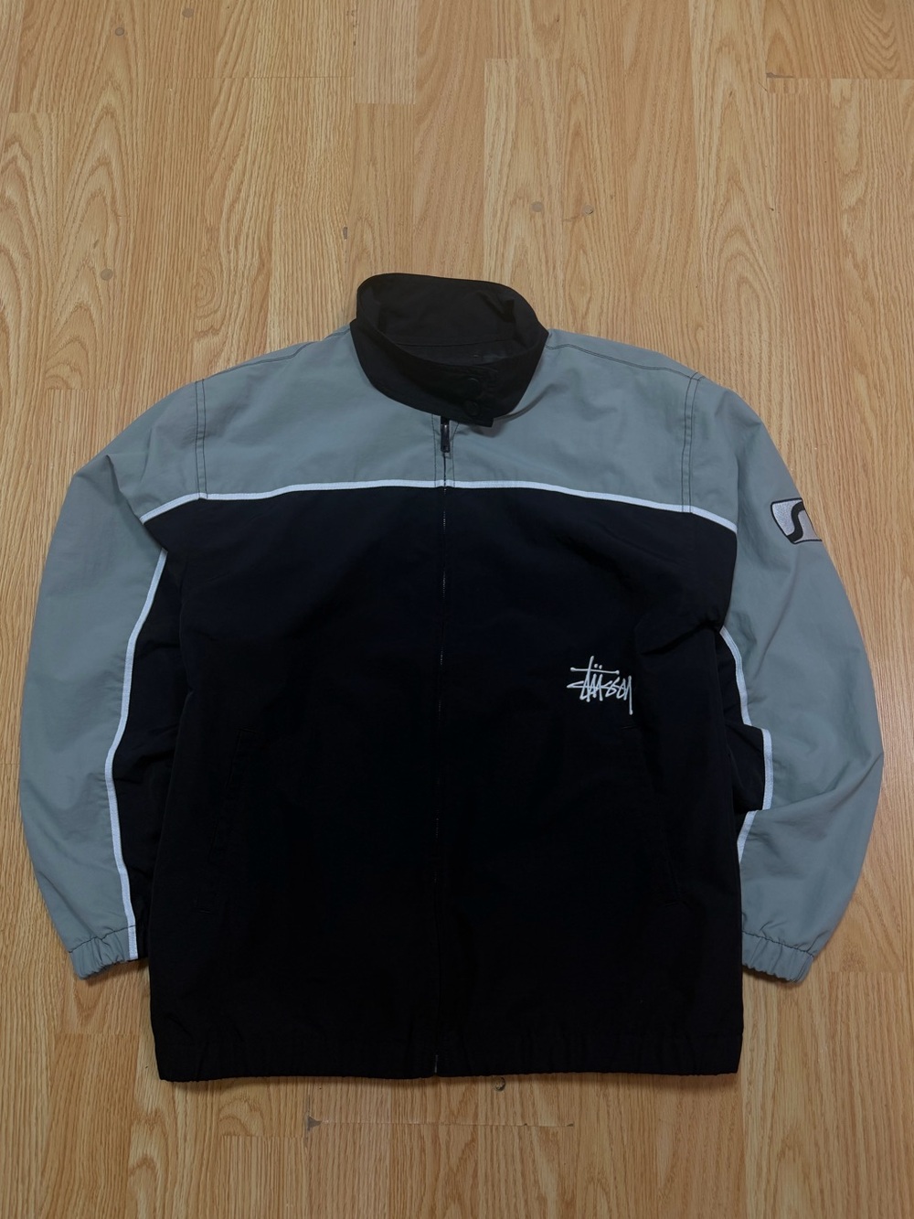 Stussy Black & Gray Colorblock Windbreaker Jacket